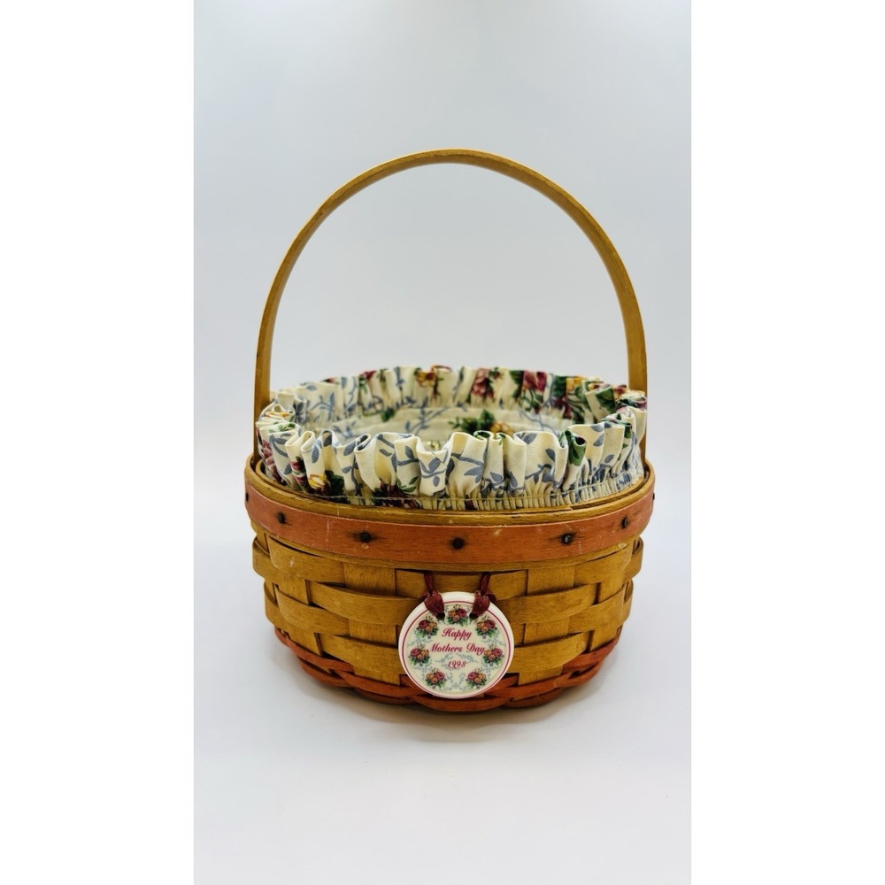 1998 Longaberger "Happy Mother's Day" Basket‎ w/ Liner and 3-Way Protector